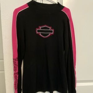 Harley-Davidson Black and Pink Long Sleeve Shirt womens XL